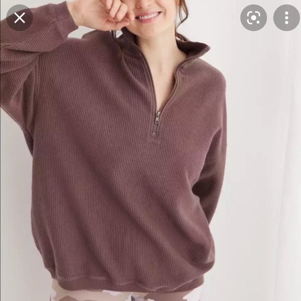 Aerie Good Vibes Quarter Zip Corded Sweatshirt
